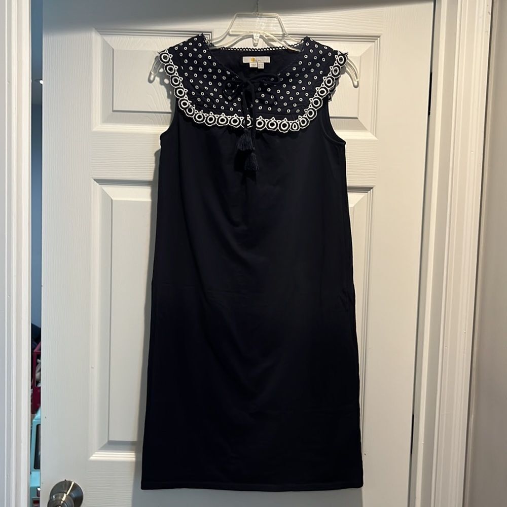 Boden Nella Embroidered Jersey Sundress Navy size 4L. - Picture 5 of 8